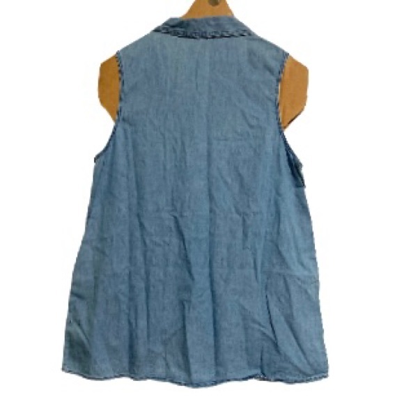 JAPNA Light Blue Soft Chambray Sleeveless Shirt Blouse Womens Large - Picture 13 of 14